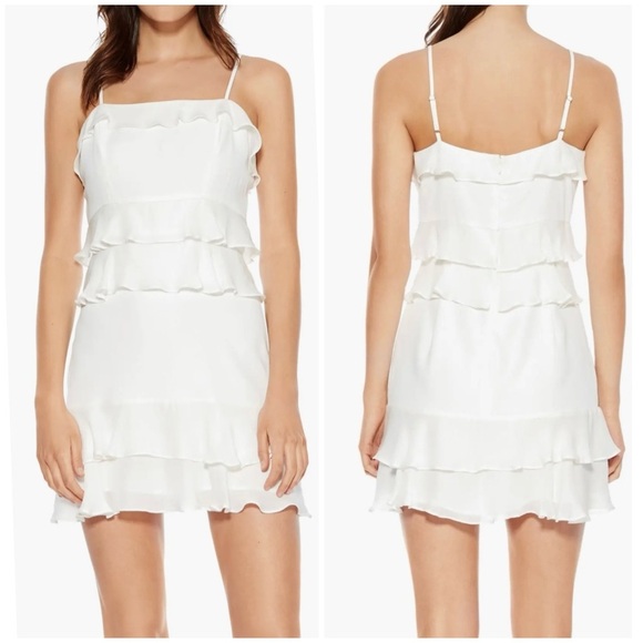 Parker Kristie Sleeveless Tiered Ruffle Mini Dress in White - Picture 1 of 11